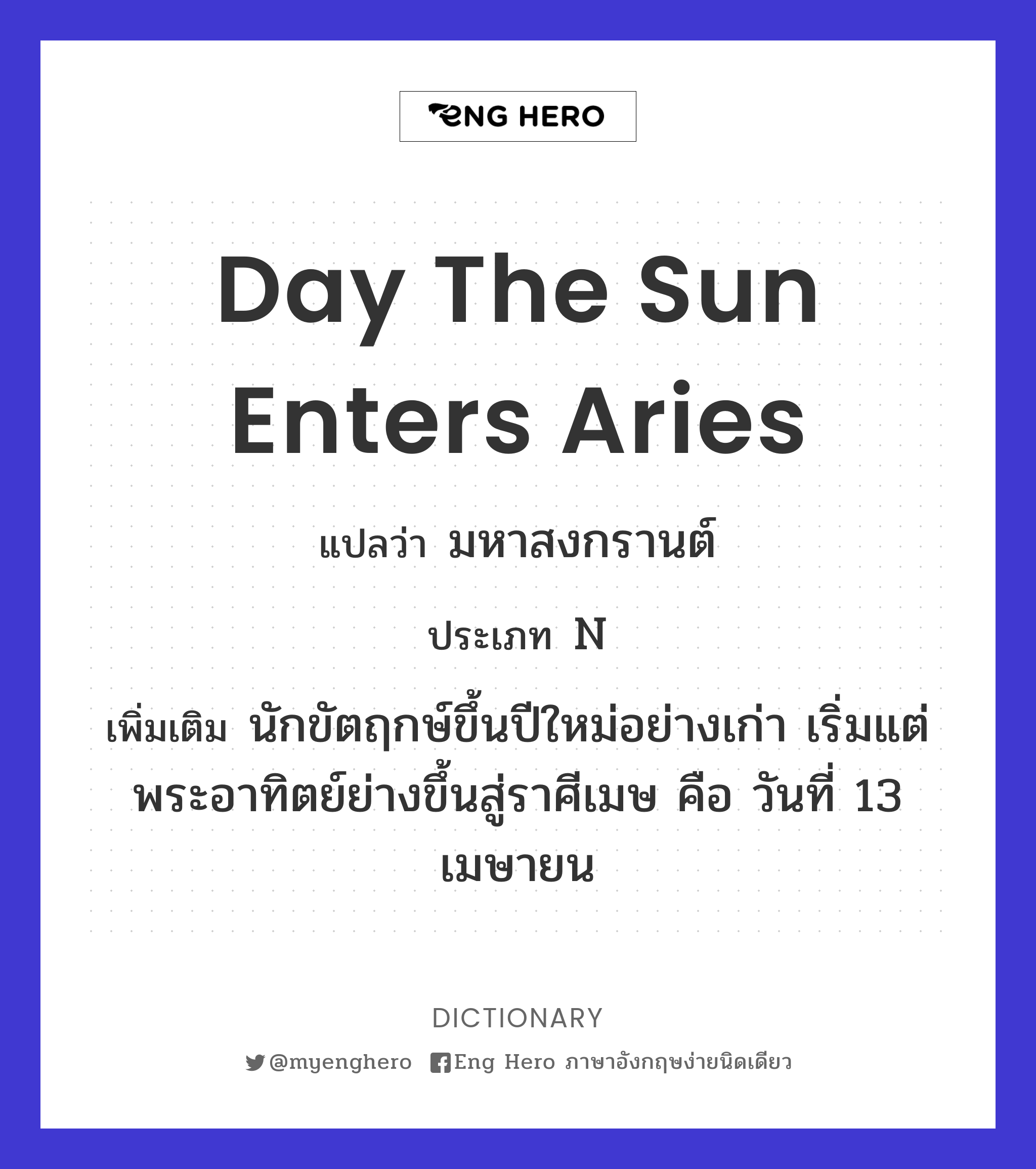 day the sun enters Aries