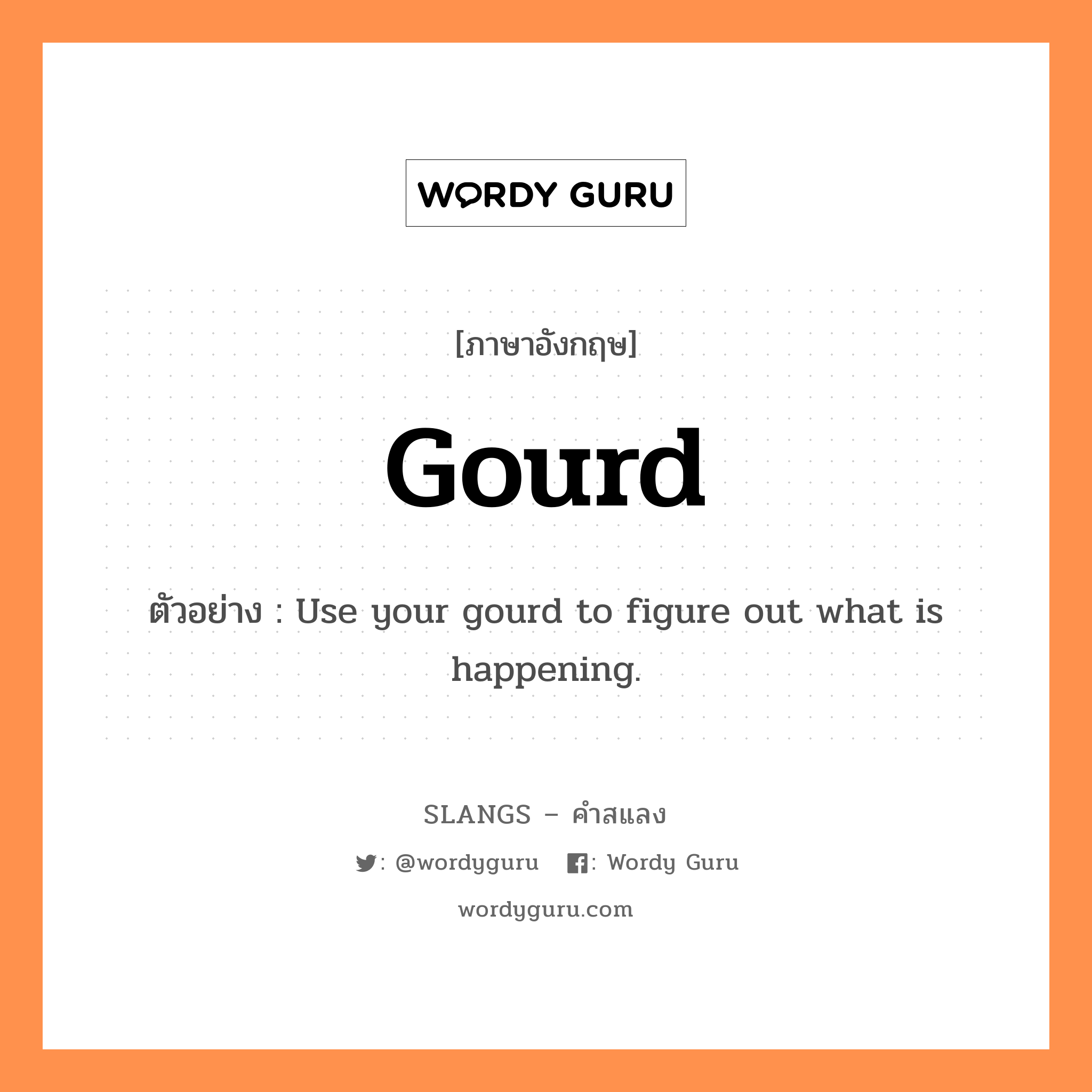 gourd แปลว่า?, คำสแลงภาษาอังกฤษ gourd ตัวอย่าง Use your gourd to figure out what is happening.