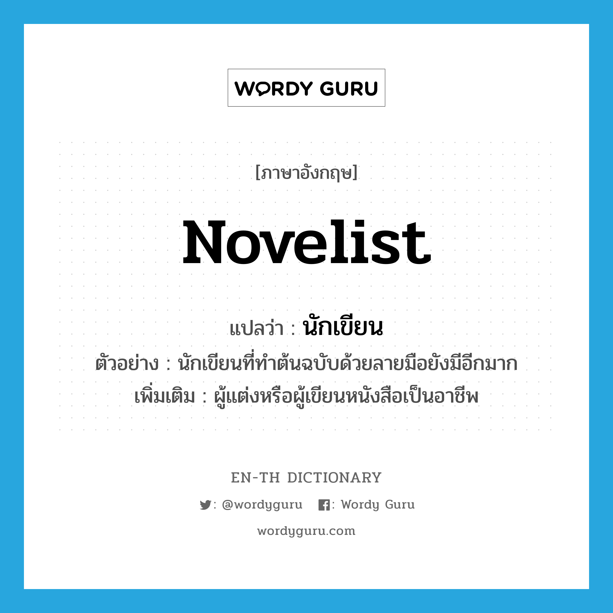 Novelist แปลว่า? | Wordy Guru