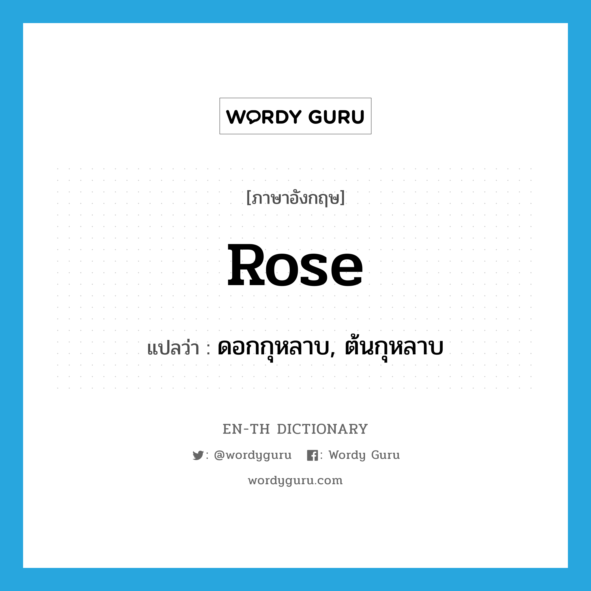 rose แปลว่า?, คำศัพท์ภาษาอังกฤษ rose แปลว่า ดอกกุหลาบ, ต้นกุหลาบ ประเภท N หมวด N