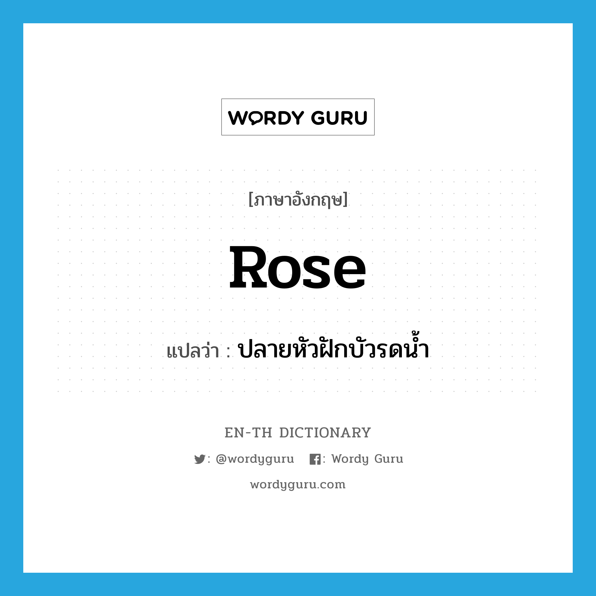 rose แปลว่า?, คำศัพท์ภาษาอังกฤษ rose แปลว่า ปลายหัวฝักบัวรดน้ำ ประเภท N หมวด N
